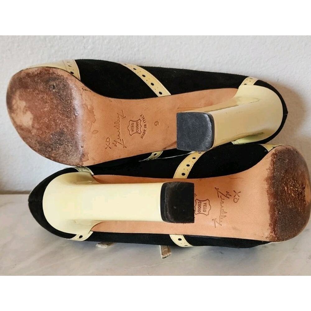 Marchez Vous Italian Spectator Pumps Sz 9 Black/Yellow 5" Heels Mary Jane Retro - Picture 9 of 14